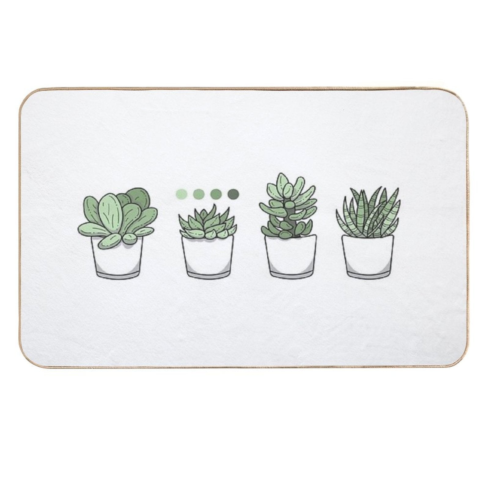 Tiny Potted Succulents And Gradient  Easy Maintenance Bath Mat