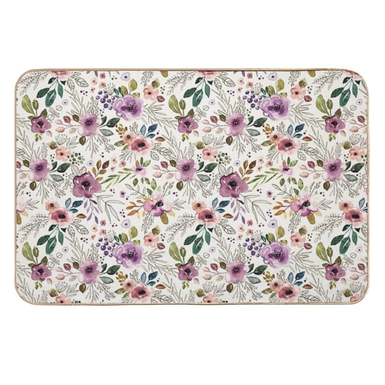 Boho Floral, Watercolor Floral, Boho Decor  Toxin-Free Bath Mat