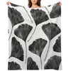 Ginkgo Biloba, Lino Cut Nature Inspired Leaf Pattern Throw Blanket