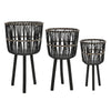 Bamboo Tripod Base Planters 11' & 15"- Black