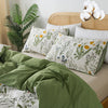 Percale Cotton Duvet Cover Set - 3-Piece Floral Botanical Bedding (Queen/King)