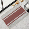 1980s Farmhouse Chic Burgundy Jacquard Stripes Linen French Country  Pet-Safe Bath Mat