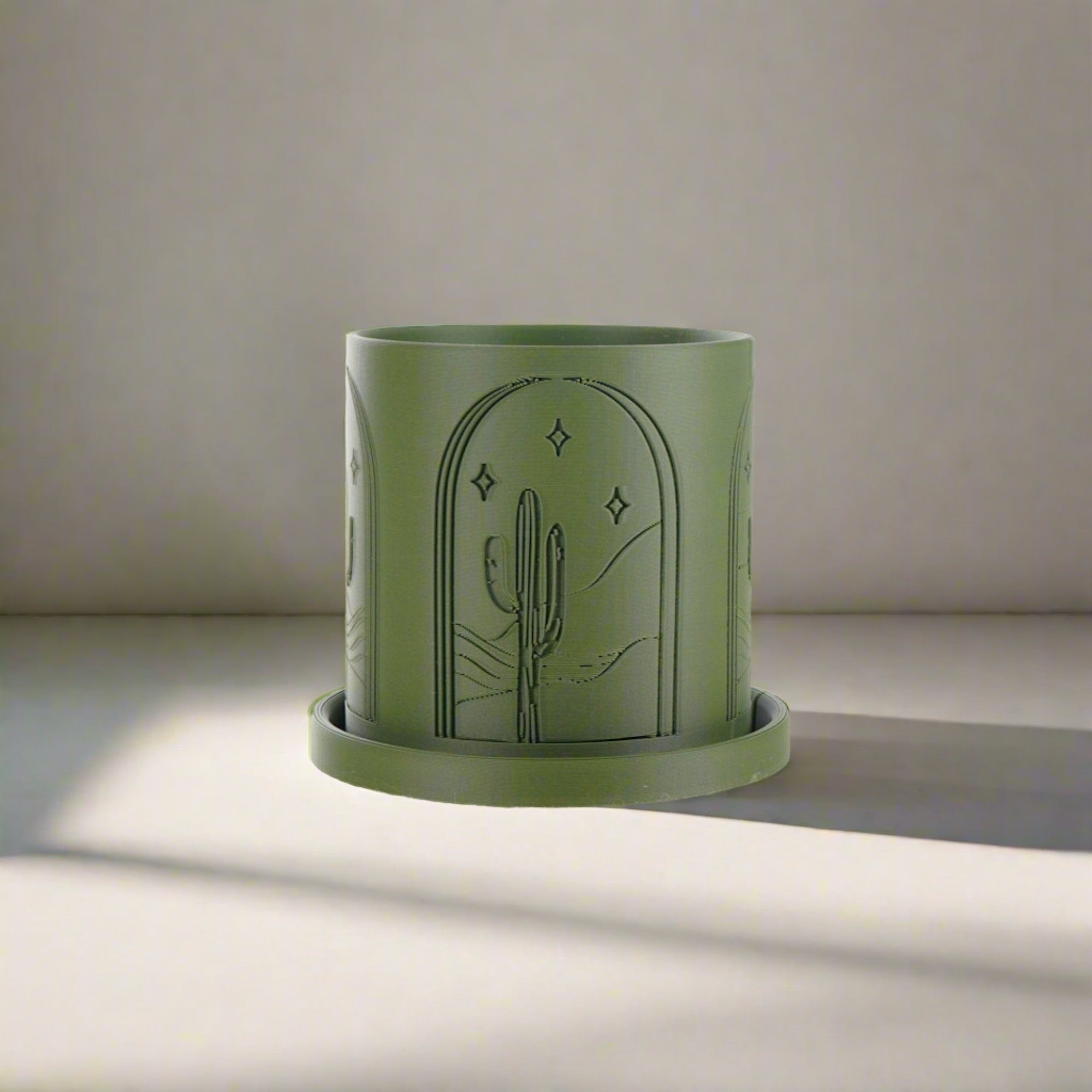 BOHO Cactus/ Dessert Design Planter w/ Drip Tray (Available in Multiple Sizes & Colors)