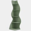 Modern Whimsical 5 Shelf Corner Bookcase in Green Wood Finish