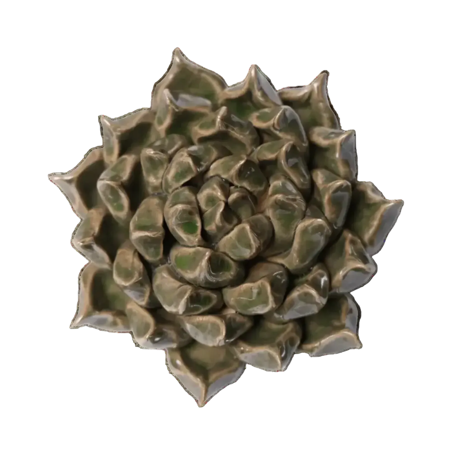 Ceramic Flower Wall Art Succulent Green 6: Large Succulent Green