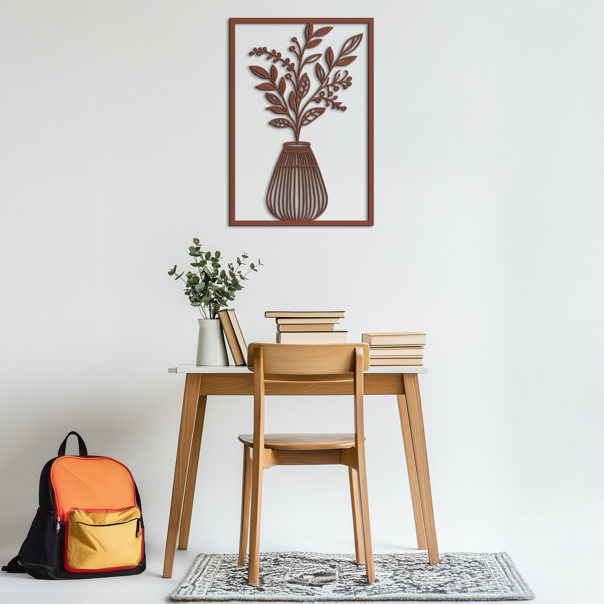 Botanical Vase Metal Wall Art – Elegant Plant Silhouette for Modern Nature-Inspired Decor- KAF357