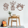 Geometric Plant Silhouette Metal Wall Art – Modern Black Botanical Home Decor- KAF519