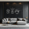 Geometric Plant Silhouette Metal Wall Art – Modern Black Botanical Home Decor- KAF519