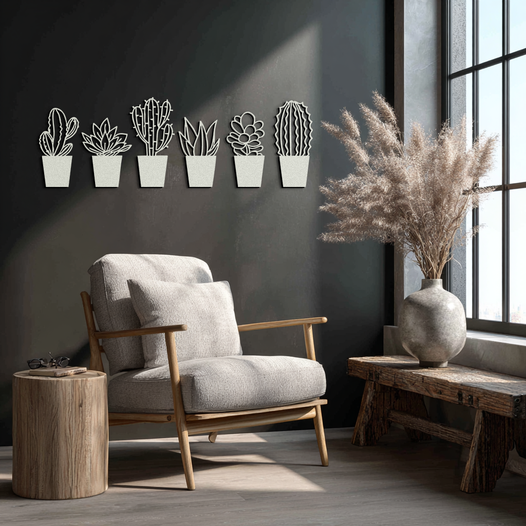 Cactus Succulent Plant Metal Wall Art