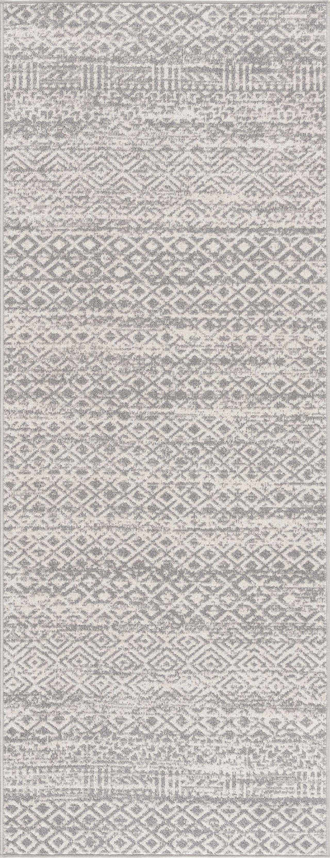 Light Gray Washable Boho Rug