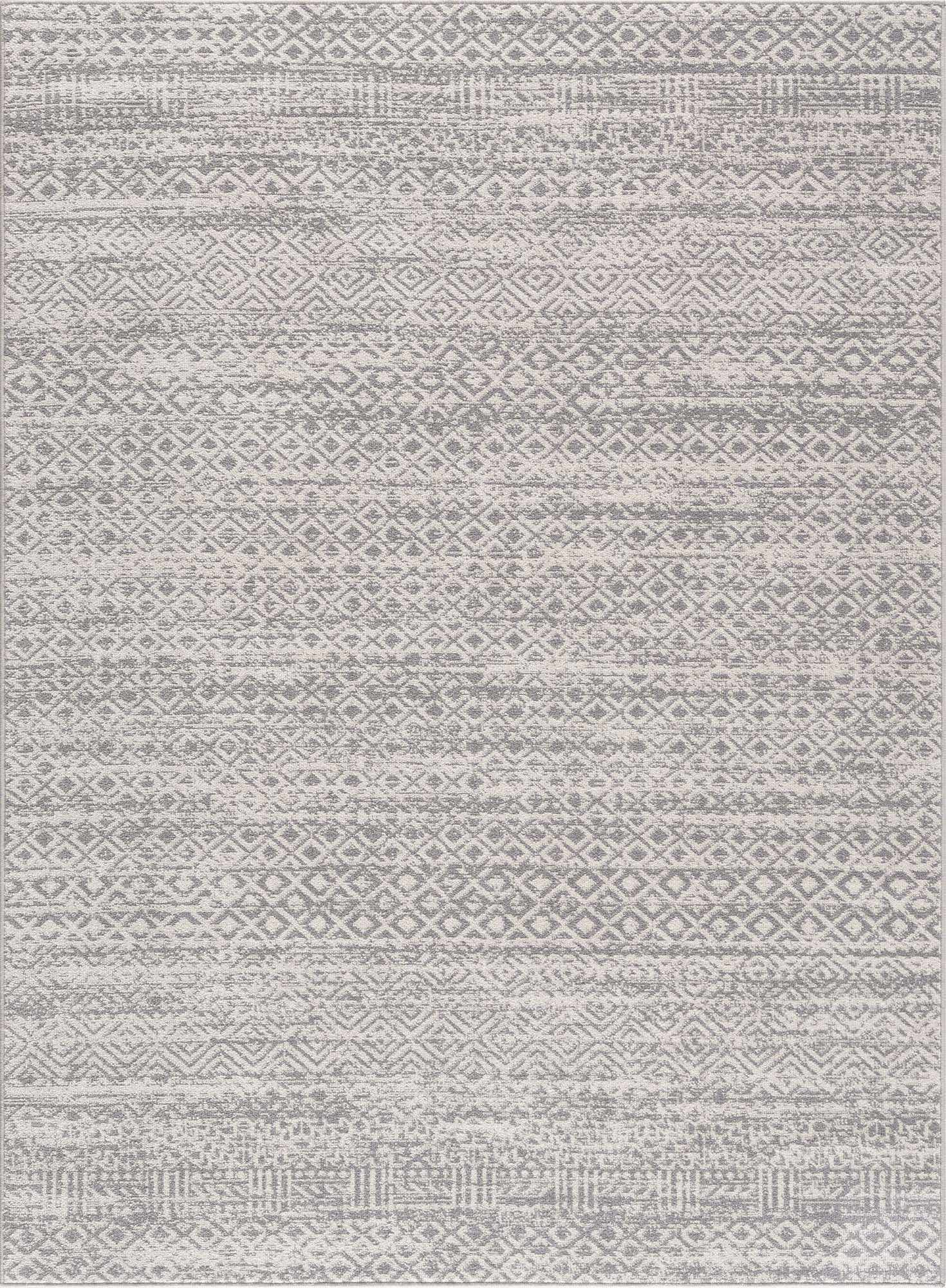 Light Gray Washable Boho Rug