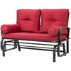 Steel Outdoor Garden Patio Rocking Glider Chair Loveseat with Red Cushions