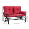 Steel Outdoor Garden Patio Rocking Glider Chair Loveseat with Red Cushions