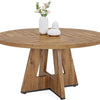 Modern Kitchen 4-Person Circular Dining Table in Retro Brown Wood Finish