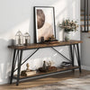 Sturdy 70-inch Industrial Brown Wood Top Plant Stand/ Table with Black Metal Frame