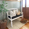 Vintage-Inspired Wooden Bench with Upholstered Seat