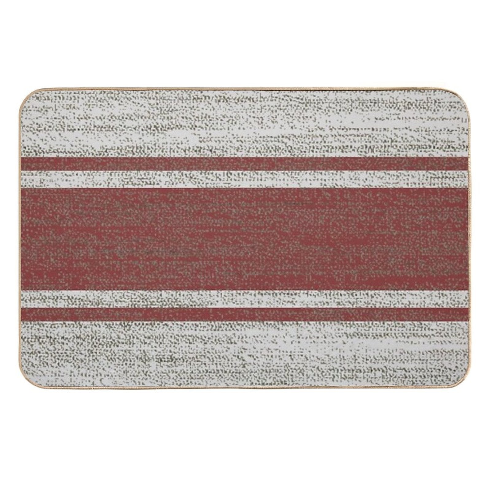 1980s Farmhouse Chic Burgundy Jacquard Stripes Linen French Country  Pet-Safe Bath Mat