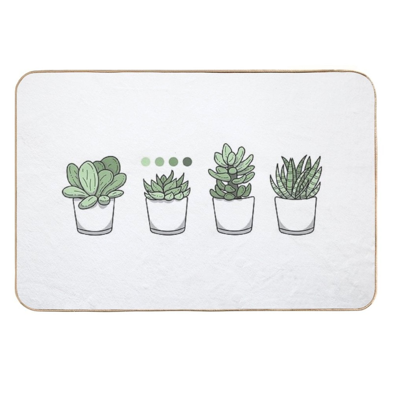 Tiny Potted Succulents And Gradient  Easy Maintenance Bath Mat