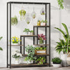 Modern 5-Tier Tall Metal Plant Stand w/ Hanging Plant Hooks