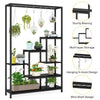 Modern 5-Tier Tall Metal Plant Stand w/ Hanging Plant Hooks