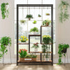 Modern 5-Tier Tall Metal Plant Stand w/ Hanging Plant Hooks