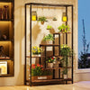 Modern 5-Tier Tall Metal Plant Stand w/ Hanging Plant Hooks