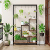 Modern 5-Tier Tall Metal Plant Stand w/ Hanging Plant Hooks
