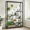 Modern 5-Tier Tall Metal Plant Stand w/ Hanging Plant Hooks