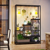 Modern 5-Tier Tall Metal Plant Stand w/ Hanging Plant Hooks