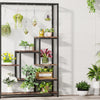 Modern 5-Tier Tall Metal Plant Stand w/ Hanging Plant Hooks