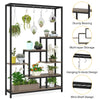 Modern 5-Tier Tall Metal Plant Stand w/ Hanging Plant Hooks