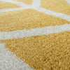 Modern Yellow Area Rug Geometric Chevron Pattern White Stripes