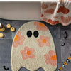 Ouyattle Halloween Ghost Bath Mat Non-Slip Washable Boho Floral Khaki