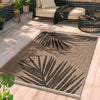 Indoor or Outdoor Rug Cologne with Modern Leaf Design in Beige