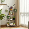 Tall Metal Plant Stand with 5 Tiers w/ 2 Hanging Plant Hooks
