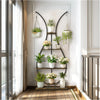 Tall Metal Plant Stand with 5 Tiers w/ 2 Hanging Plant Hooks