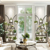 Tall Metal Plant Stand with 5 Tiers w/ 2 Hanging Plant Hooks