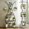 Tall Metal Plant Stand with 5 Tiers w/ 2 Hanging Plant Hooks