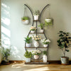 Tall Metal Plant Stand with 5 Tiers w/ 2 Hanging Plant Hooks