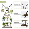 Tall Metal Plant Stand with 5 Tiers w/ 2 Hanging Plant Hooks