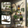 Tall Metal Plant Stand with 5 Tiers w/ 2 Hanging Plant Hooks