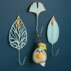 Decorative Leaves Iron Hooks Tropic Plant Wall Mounted